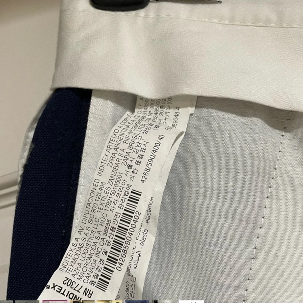 Zara White and Navy Pants 31x31